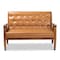 Baxton Studio Sorrento Mid-Century Modern Tan Faux Leather and Walnut Brown Finished Wood Loveseat 175-10978-Zoro - alternate 6